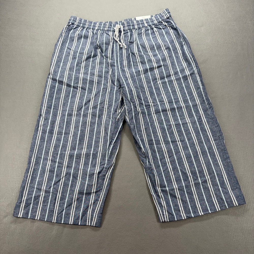 Beachlunchlounge Margot Pants Womens XL Blue Stripe Linen Blend WTB1861